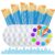 Fesorsi 72 Pcs Paint Brush and Palette Set, 60 Pieces Paint Brushes and 6 Palette, Paint Brushes Set with 6 Pen Holders Convenient Storage, for Watercolor Painting, Handicraft Painting
