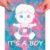 FETTIPOP Magic Art Canvas, Exposuring Sand Art (Gender Reveal – It’s a Boy – overalls) – Surprise Baby Shower Pregnancy Announcement, Unique Gift 7.9×9.8 inch