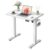 FEZIBO Small Standing Desk, 32 × 19 Inches Electric Height Adjustable, Sit and Stand Up, Computer Office Desk with Splice Board, White Frame/White Top