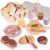 FIIOEOY Wooden Picnic Basket Toy for Toddlers, Kids Play Food Set with Dessert Food and Mat, Outdoor Pretend Play Kitchen Accessories Gift for Girls Boys 3 4 5 Years Old