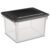 File Box, Clear Plastic Bin with Black Lid, Letter or Legal-sized File Storage, Black