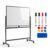 FinerFurnis Mobile Magnetic Dry Erase Whiteboard on Wheels with Stand – Double-Sided Rotating Rotate Board, Locking Casters, Easy-Clean Surface for Office/Training/Home – Black, 48″×36″