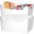 FINESSY White Plastic Storage Bins for Pantry with Handle 2 Pack White Bins