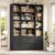 FINETONES 71″ H Black Bookshelf with Doors, 6 Tier Tall Bookcase with Drawers, Triple Wide Large Bookshelves and Bookcases, Wood Book Shelf Storage Cabinet for Home Office, Black