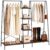 Finnhomy Clothes Rack for Hanging Clothes Freestanding Clothing Rack with 6 Wood Storage Shelves & 2 Rods Heavy Duty Garment Rack Portable Wardrobe Closet Organizer for Bedroom Closet Boutique,Rustic