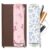 FINPAC 2-Pack Elastic Pen Holder for Notebook, Leather Zipper Bag for Pencils, Markers, Pen Pouch w/Elastic Band (Pink Bow & Blue)