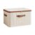 Fits Closet Shelves & Under-Bed Spaces: Foldable Fabric Storage Box with Zipper, Cotton Linen Blend Organizer Bin, Beige