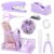 Fivebop Purple Office Desk Accessories, 9 Pcs Desk Organizers and Accessories with Mesh Pen Holder, Stapler, Tape Dispenser, Hole Punch, Office Supplies Set for Office Home School Women Students Gift