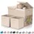 Fiwochic 3 Pack Toy Box Storage Organizer Set, 23″ Large Fabric Toy Chest with Lid and 2 Cube Storage Bins, Collapsible Playroom Dorm Room Organizer for Clothes Book Essentials(Beige)