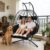 FKSLIFE Double Egg Chair Outdoor with Stand,Hanging Loveseat Hammock Swing Chair Patio Rattan Egg Chair with Leg Rests &Thickened Cushion,600LBS Capacity for Bedroom Balcony Garden