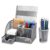 Flexzion Desk Caddy Organizer Set (Silver Gray) – Metal Mesh Desktop Caddy with Drawers, 6 Compartments, and Pencil Holder for Women & Men – Desktop Organizer and Storage for Work or Office Supplies