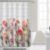 Floral Shower Curtain, White Brick Wall Pink Wildflower Waterproof Curtain