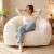 Fluffy Bean Bag Chair for Adults,Beanbag Chair with Back & Armrest (White)