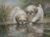 Fluffy Puppies Wooden Jigsaw Puzzle 1000 Pieces for Adults Pond Lily Pads Pink Flowers and Tall Grass Classic Oil Painting Gift for Animal Lovers Home Decor