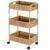 Fnova 3-Tier Water Hyacinth Rolling Cart, Utility Storage Cart with Wheels