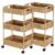 Fnova 3-Tier Water Hyacinth Rolling Cart, Utility Storage Cart with Wheels