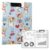 Foldable Clipboard, Cute Dogs on Gingham A4 Clipboard Folder with Double Metal Clips, 360° Foldable Clipboards Binder with Pen Slot for Office Home Organization