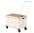 Folding Utility Cart, Portable Rolling Crate with Wooden Lid & 4 Rotatable
