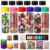 FoldTier 12 Set Calming Alphabet Sensory Bottle Kit Include 13.5 oz Plastic Clear Container and Pom-pom Balls, Letters, Clay, Rubber Band and Tape Calm Down Jar Filler for Holiday Supply