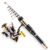 Fonowx Carbon Fishing Rod Telescopic Reel Rod Stainless Steel Guide Rings Aluminum Alloy Reel Seat Ergonomic Rubber Grip Suitable for Outdoor Fishing Adventures, 2.4m