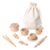 Fonowx Wooden Sensory Bin Tools, Wooden Scoop and Tongs,Learning Toy Pretend Play Toys with Storage Bag for Children Kids