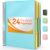 Forvencer 24 Pocket Project Organizer, 1/3-cut Tab Binder Organizer with Sticky Labels, Multi Pocket Folder with Zipper Pouch, Folder Binder Spiral Pocket Notebook, Office Supplies, Letter Size, Blue