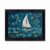 Framed Canvas Wall Art Abstract Sailboat Deep Teal Navy White Textured Impasto Canvas Print Poster Black Frame Wall Decor for Living Room Bedroom Nautical Art, Coastal Decor – Inch 12×16