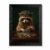 Framed Canvas Wall Art Classical Noir Raccoon Newsboy Cap Counting Silver Coins Warm Amber Ginger Forest Green Canvas Print Poster Black Frame Wall Decor for Office Lounge Moody Art, Inch 12×16