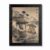 Framed Canvas Wall Art Edo Ink Wash Umbrella Spirits and Street Vendor Sepia Rainy Twilight Canvas Print Poster Black Frame Wall Decor for Living Room Office, Japanese Folklore – Inch 16×20