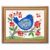 Framed Canvas Wall Art Folk Art Blue Bird on Berry Branch Vibrant Colors Canvas Print Poster Gold Frame Wall Decor for Living Room and Bedroom Motivational Art, Whimsical Decor – Inch 8×10