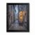 Framed Canvas Wall Art Impressionist Alleyway Bistro Warm Golden and Cool Blue Twilight Canvas Print Poster Black Frame Wall Decor for Living Room, European Street Art, Romantic Decor – Inch 16×20