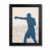 Framed Canvas Wall Art Minimalist Graphic Boxer Athlete Blue Silhouette on Cream with Wavy Lines Canvas Print Poster Black Frame Wall Decor for Gym Home Office Boxing Motivation, Modern – Inch 8×10