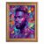 Framed Canvas Wall Art Pop Art Portrait of Black Man Neon Blue Purple Splatters Canvas Print Poster Gold Frame Wall Decor for Living Room Urban Street Art, Male Portrait Print – Inch 12×16