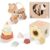 FReniland Montessori Toys for 1 Year Old，3-in-1 Wooden Baby Toys，Wooden Stacking Toy，Toddler Shape Sorting Cube, Unicorn Ring Toy