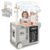 FReniland Wooden Food Truck Playset for Kids, Pretend Play Kitchen with Serving Window, Chalkboard Menu, Bell & Role Play Accessories, Imaginative Food Cart Toy for Boys and Girls Ages 3+