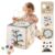 FReniland Wooden Montessori Activity Cube for Toddlers 1-3, 7-in-1 Baby Activity Center with Bead Maze, Shape Sorter, Number Gears & Discovery Mirror, Fine Motor Educational Toy for Boys & Girls