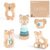 FReniland Wooden Montessori Toys, 5-Piece Wooden Baby Toy, Koala Baby Rattle, Fox Stacking Ring, Little Fox Push and Pull Toys,Koala Holding Toy,Newborn Baby Gift Sets for Boys and Girls