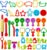 FRIMOONY Dough Tools Set for Kids, Various Plastic Molds, Assorted Colors, 45 Pieces