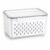 Fruit Storage Containers for Fridge, 4 in 1 Food Storage Container with Lids, Transparent Plastic Fruit Containers for Fridge Keep Fresh-Including Drain Basket, Soak, Wash, Drain & Store (Gray, M)