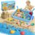 FRUSE Ocean Sensory Bin with 2.2lbs Play Colored Sand and Sandbox for Kids