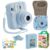 FUJIFILM instax Mini 13 Clay White Instant Camera Bundle with 20 Sheets instax Mini Film, Carrying Case, Photo Album, Assorted Photo Frames & BluebirdSales Microfiber Cleaning Cloth (Frost Blue)