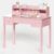 FUNKOCO Pink Writing Desk with Hutch & 5 Drawers – 40 Inch Modern Computer Workstation for Home Office, Teen Desk, Small Study Desk, Ideal for Gift