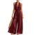 Funnyrap Women Halter Deep V Neck Rompers Elastic Waist Wide Leg Jumpsuit
