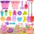 FUNWEGOT Beach Sand Toys Set Includes Collapsible Buckets 2 Big Size Sand Shovels, Rake, Animal Sand Molds Toys with Mesh Bag Silicone Pail, Sandbox Kit for Kids Age 3+ (19 PCS)
