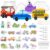 FUNZBO 20 pcs Pegboards for 5mm Fuse Beads Project – Vehicle Theme Include Fire Truck and Police Car for Arts and Crafts with Keychains, Hang Ropes and Tweezers, Gifts for Kids (Beads Not Included)