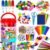 FUNZBO Arts and Crafts Supplies for Kids – Toddlers Craft Kit with Glitter Glue Stick, Pipe Cleaners, Pom Poms, Popsicle Sticks Tools, DIY School Supplies Kit, Birathday Gifts for Girls Boys Age 4+