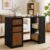 Furevol 39.4 Wide Gaming Desk with Drawer Bins, Computer Desk with Side Book Shelf, Writing Desk, Office Desk for Home Office, Study Room, Dorm, Bedroom, Espresso