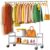 FYBEE 100% Stainless Steel Heavy Duty Clothes Rack Load 760LBS, Clothing Rack for Hanging Clothes With Shelves, Adjustable Height Rolling Wardrobe Coat Closet for Bedroom Laundry Living Room Dorm