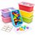 GAMENOTE 6 Quart Storage Bins with Lids, Plastic Latching Box for Classroom & Kids Toy Storage,Stackable Shoe Box Size Containers for STEM Morning Tubs, Crafts & Blocks (6, Macaron)