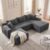 Garaneeds Boneless Couch, U-Shape Corduroy Sectional Sofa, Grey